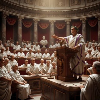 Gaius Julius Caesar, Roman statesman, speaking in the Senate of the Roman Republic in Rome,