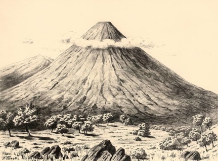 The Volcan de Agua, a stratovolcano near the city of Antigua Guatemala that has been inactive since