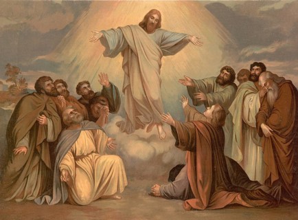 Scene from the biblical story, Ascension, in Christian faith, the Ascension describes the return of