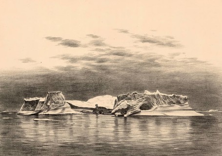 Iceberg on the west coast of Greenland, authentic reproduction of a school mural, historic, around