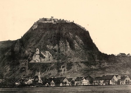 The Hohentwiel phonolite cone with the Hohentwielim fortress ruins, Hegau, Singen,