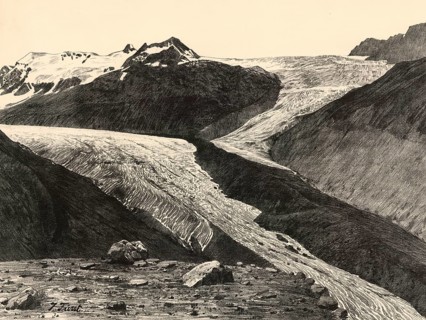 Confluence of the Kesselwandferner with the Hintereisferner, one of the largest glaciers in Tyrol,
