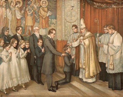 Scene from the biblical story, confirmation or confirmation, term on a sacrament or a rite of the