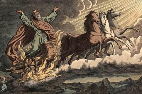 Scene from the biblical story, The Ascension of Elias, based on the biblical story in which the