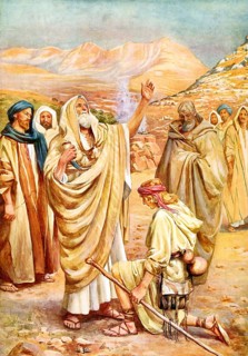 Scene from the biblical story, David is anointed king, refers to the biblical story in which the
