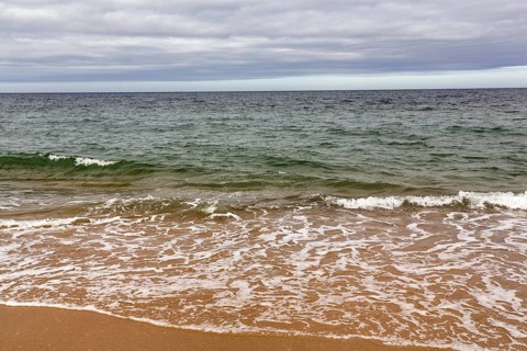 Soft surf on beach, shoreline, autumn cloud cover, Provincetown, Race Point Beach, Cape Cod