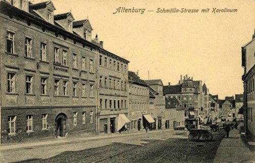 Altenburg, Schmölln Straße with Karolinum, today Altenburger Land district, Thuringia, Germany,