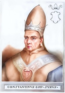 Constantine I (Constantinus I, born in Tyre, Syria, died 9 April 715 in Rome) was enthroned as pope