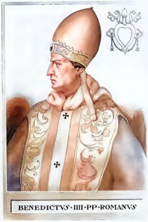 Benedict IV was pope from 900 to 903. He sided with Pope Formosus, who died in 896, and was