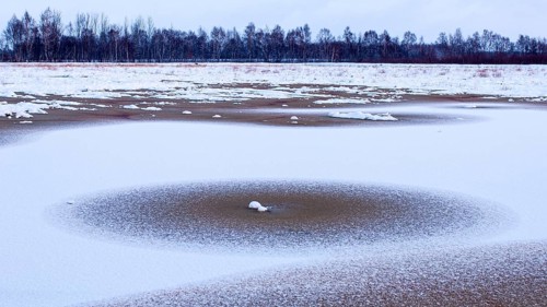 Peat cut in sod in a wintry moor, Goldenstedt, Lower Saxony