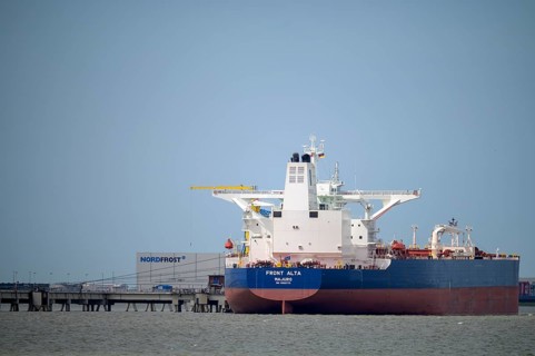 A ship in the port of Wilhelmshafen, Jadebusen, Lower Saxony, Germany