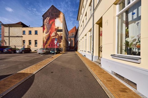 Residential buildings, apartment buildings, modern façade painting, houses, façade with windows,