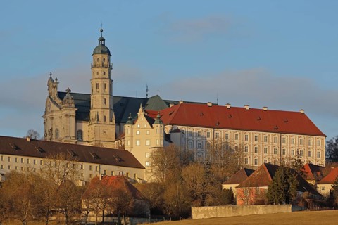 Benedictine monastery with late baroque monastery church, abbey, Neresheim, Härtsfeld, Swabian