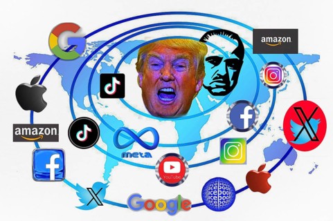 Symbolic image, Silicon Valley tech companies, subservience, anti-social networks, X-Twitter, Elon