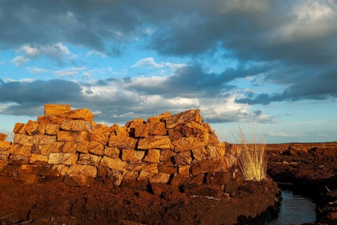 Peat mining in Goldenstedter Moor, Goldenstedt, Lower Saxony, Germany