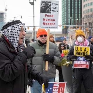 Detroit, Michigan USA, - 3 January 2026 - Activists rally in downtown Detroit to protest President