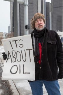 Detroit, Michigan USA, - 3 January 2026 - Activists rally in downtown Detroit to protest President