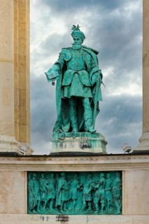 Heroes' Square, Hungarian leader Statue in the Millenium Monument, Budapest, Hungary