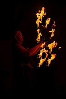 Fakelkranz is moved by woman, Feuer, Raunacht, Winter, Waldburg Castle, Allgäu, Baden-Württemberg,