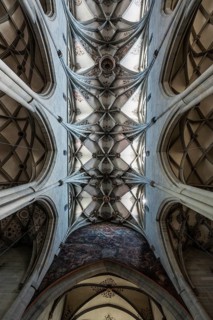Cross-ribbed vaulting in the church of St. Nikolaus, Überlingen, Lake Constance, Baden-Württemberg,