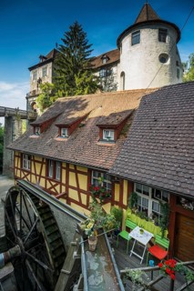 Old castle and mill, Meersburg, Lake Constance, Baden-Württemberg, Germany