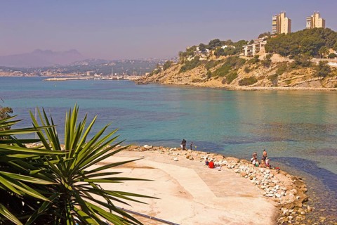 Bay, Moraira, former fishing village, pearl of the Costa Blanca, Mediterranean Sea, Playa del