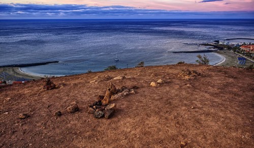 Extensive view of the sea at dusk with calm horizon, Los Cristianos, Tenerife
