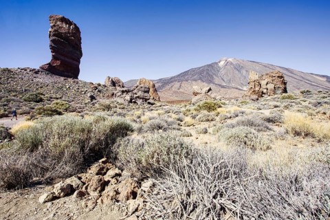 Majestic rock tower in an arid environment, Pico del Teide National Park, La Orotava Tenerife