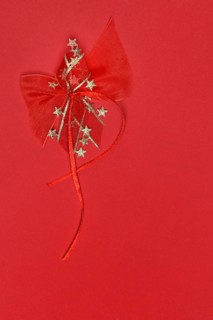 Red ribbon with star decoration, Christmas decor
