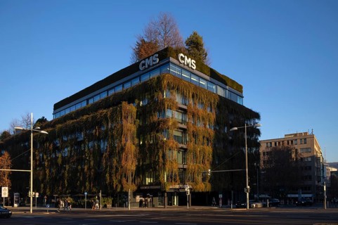 Green façade on the new building, CMS Hasche Sigle office building, Calwer Straße, Logo, Stuttgart,