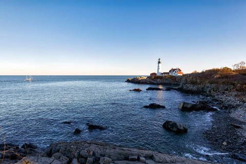 Rocky Coast Lighthouse, Portland Head lighthouse, Cape Elizabeth, Portland, Maine, New England, USA