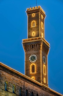 Fürth Town Hall Tower in evening lighting, the tower, is imitated the tower of the Palazzo Vecchio