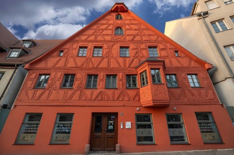 Restored historic half-timbered residential building, in the core 1680, Königstraße 17, Fürth,
