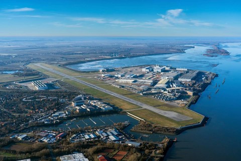 Airbus, plant, Hamburg, Finkenwerder, Germany, Europe, airfield, runway, runway, industry