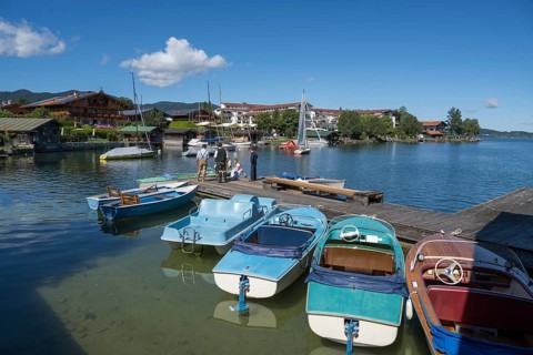 Bootsverleih am Tegernsee, Elektroboote, Rottach-Egern, Upper Bavaria, Bavaria, Germany