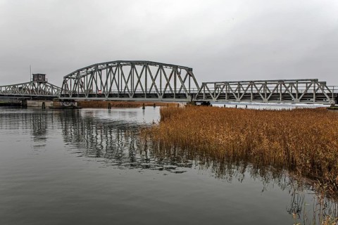 Meiningenbrücke, connection on Fischland-Darß-Zingst, Vorpommersche Boddenlandschaft National Park,