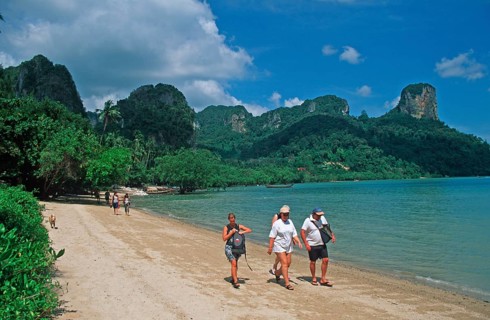 People, beach, Railay East, two years in front of the tsunami, Krabi, Thailand, December 2002,