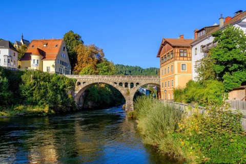Murau with river Mur, Styria, Austria
