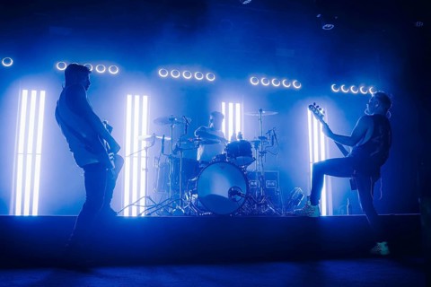 Bass player Chris Wendel, drummer Yuri Cernovolov and guitarist Ramin Tehrani from Engst live on