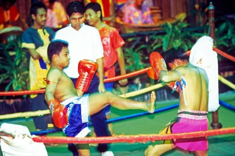 Thai boxing, Ko Phuket, Thailand, December 2002, vintage, retro, old, historic