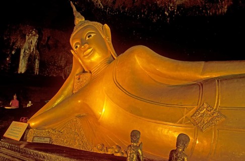 Reclining Buddha, Wat Suwannakhuha Monastery, Phangnga Bay, Ko Phuket, Thailand, December 2002,