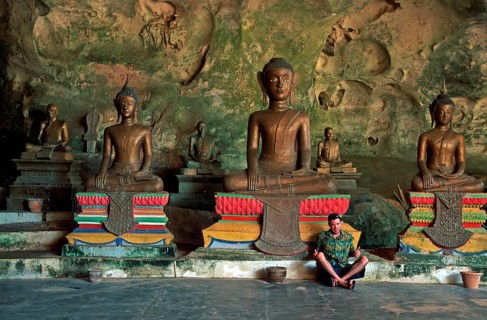 Buddha statues, Wat Suwannakhuha monastery, Phangnga Bay, Ko Phuket, Thailand, December 2002,