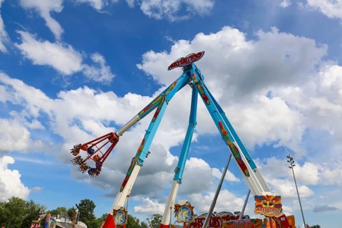 Fairground in Ulm Friedrichsau, folk festival, hustle and bustle, amusement park, amusement