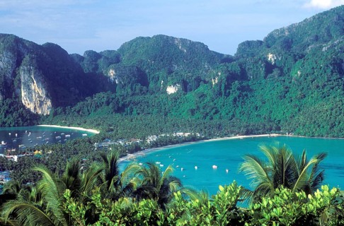 View of the island from the viewpoint one year in front of the tsunami, Ko Phi Phi Don, Thailand,