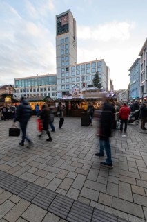 The Christmas market on the market square, in front of Stuttgart City Hall 2025, shines in festive
