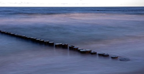 Grooves in the sea, panorama, long exposure, Zingst, Fischland-Darß-Zingst, Western Pomerania