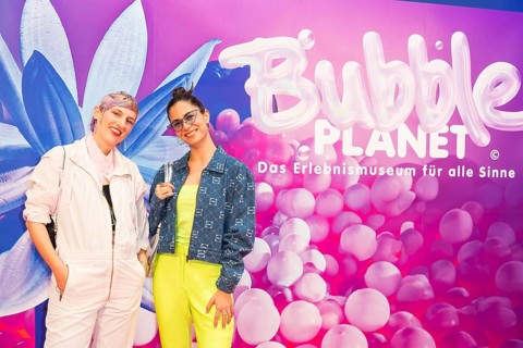 Luise Zücker and Zora Alber at the opening of Bubble Planet - The Adventure Museum for All Senses
