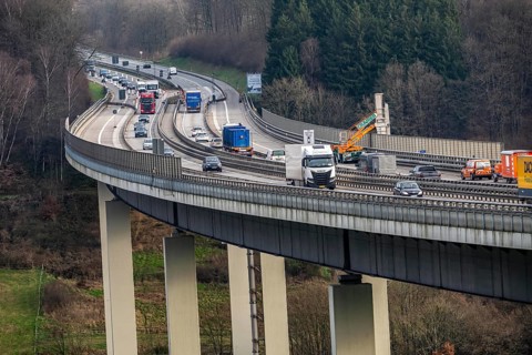 The Wiehl Valley Bridge, A4 motorway, the motorway bridge is considered extremely dilapidated,