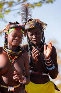 Traditional dance, brightly decorated woman of the Hakaona tribe also dance Havakona or Hakawona,