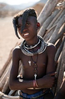 Portrait, Himba girl, traditional Himba village, Kaokoveld, Kunene, Namibia